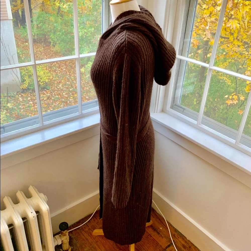 INC soft maxi ribbed hooded cardigan with belt